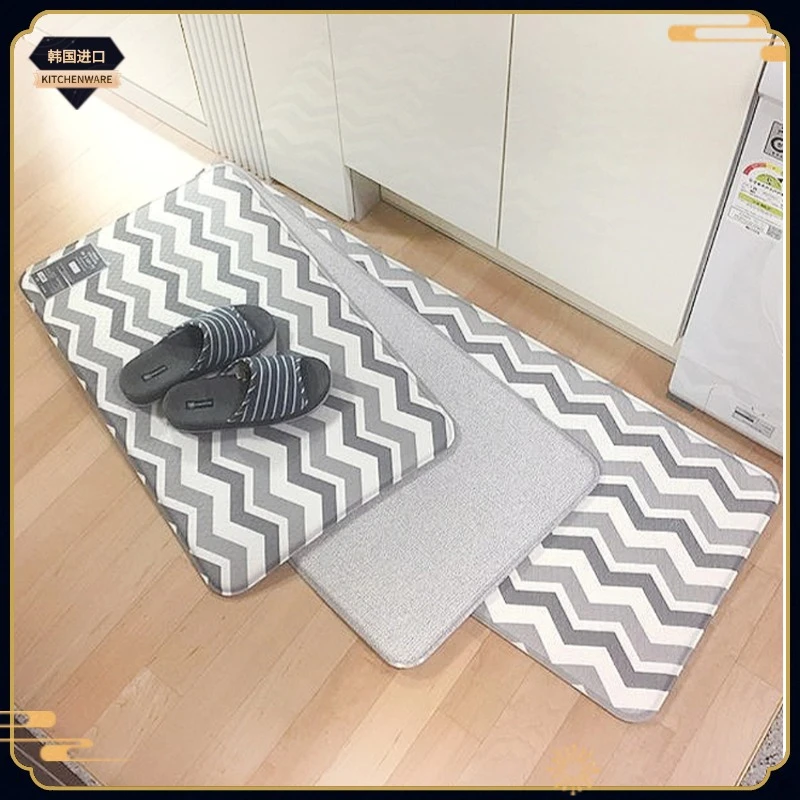 韩国进口厨房垫子儿童防滑PVC双面加厚家用脚垫地垫简约ins风长条