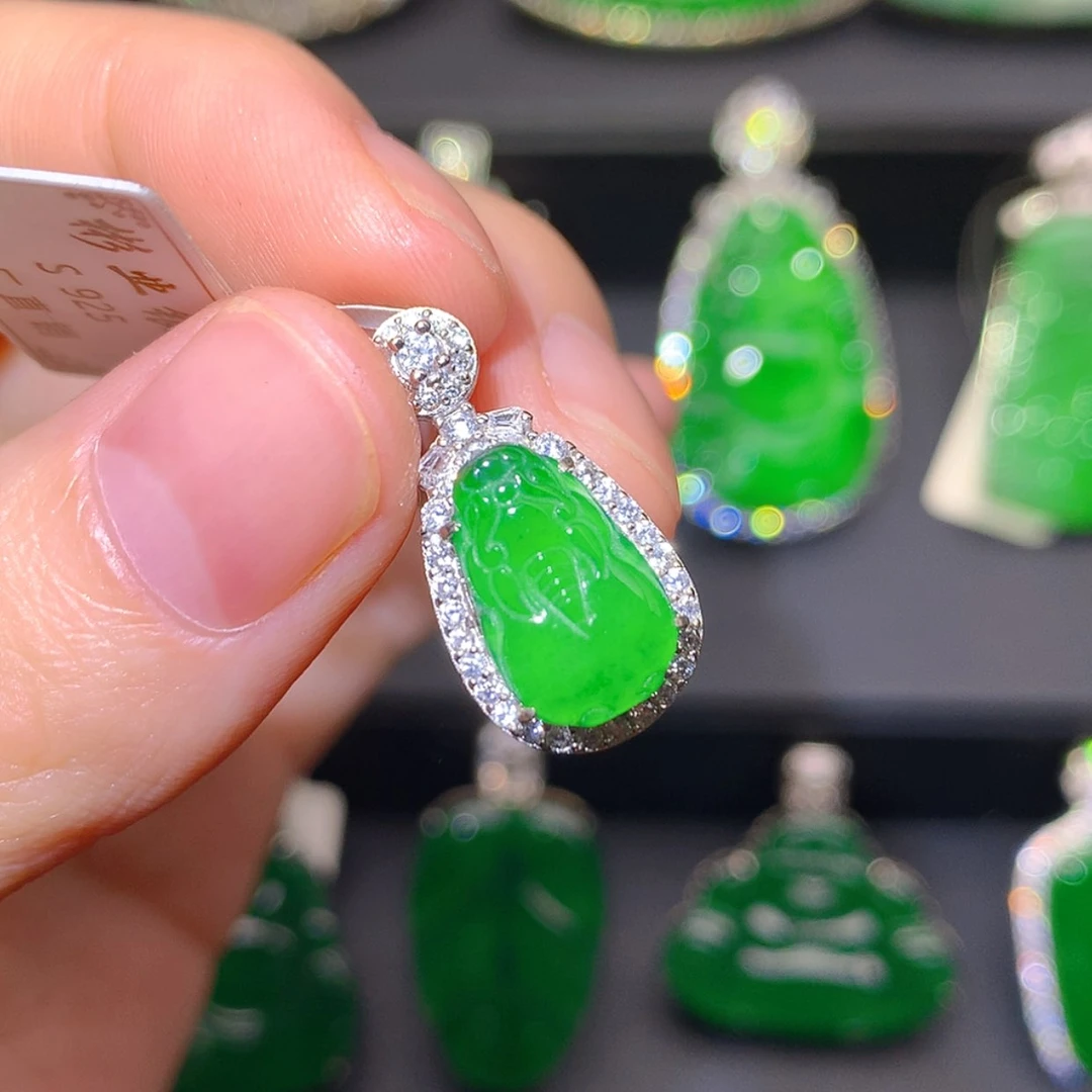 【闪购商品】翡翠银S925镶嵌吊坠(不含链)