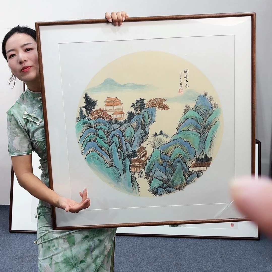 国画手绘作品山水80×80尺寸