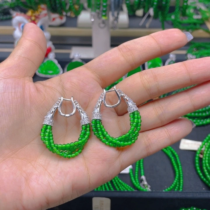 ꧁***꧂翡翠未镶嵌耳饰猪猪同款耳环