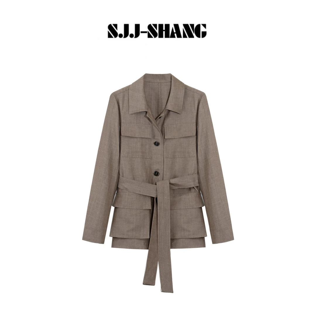 SJJ-SHANG【进阶】25早秋羊毛亚麻猎装系列棕标外套q135309p