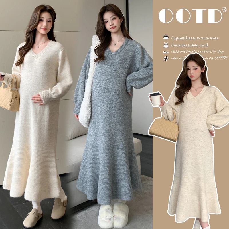 韩版极简风洋气秋冬季新款孕妇时尚休闲舒适显瘦气质高质量连衣裙