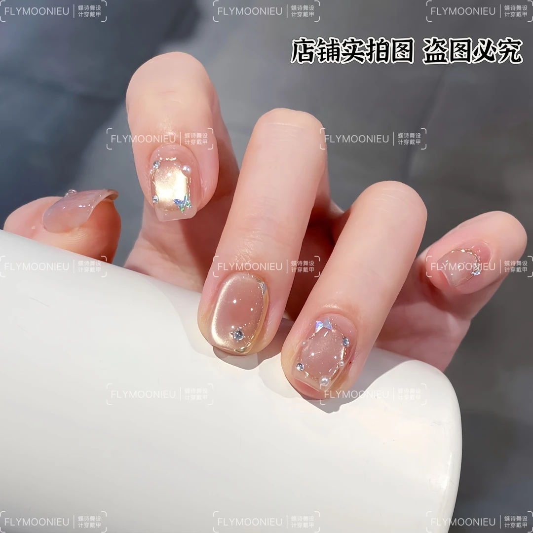 年轮 蝶诗舞 纯手工定制美甲贴片 纯欲气质高级定制穿戴甲10片