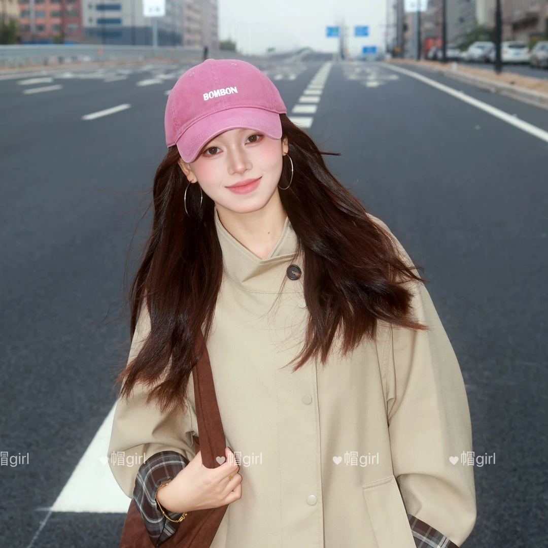 2025新款BOMBOM简约字母刺绣棒球帽显脸小鸭舌帽遮阳情侣