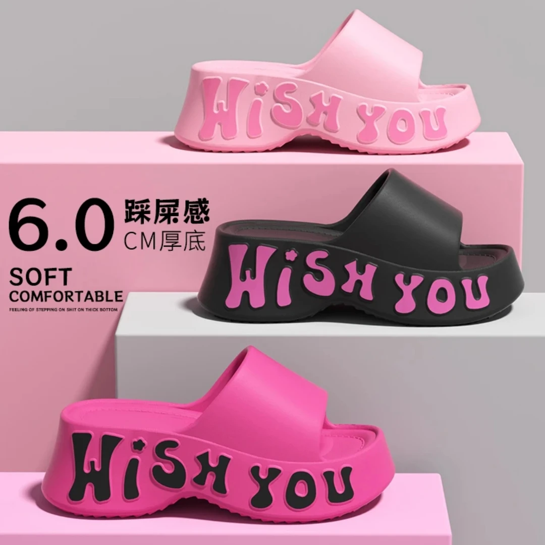 小个子增高凉拖鞋女夏季爆款时尚字母逛街防滑防臭踩屎感松糕底女