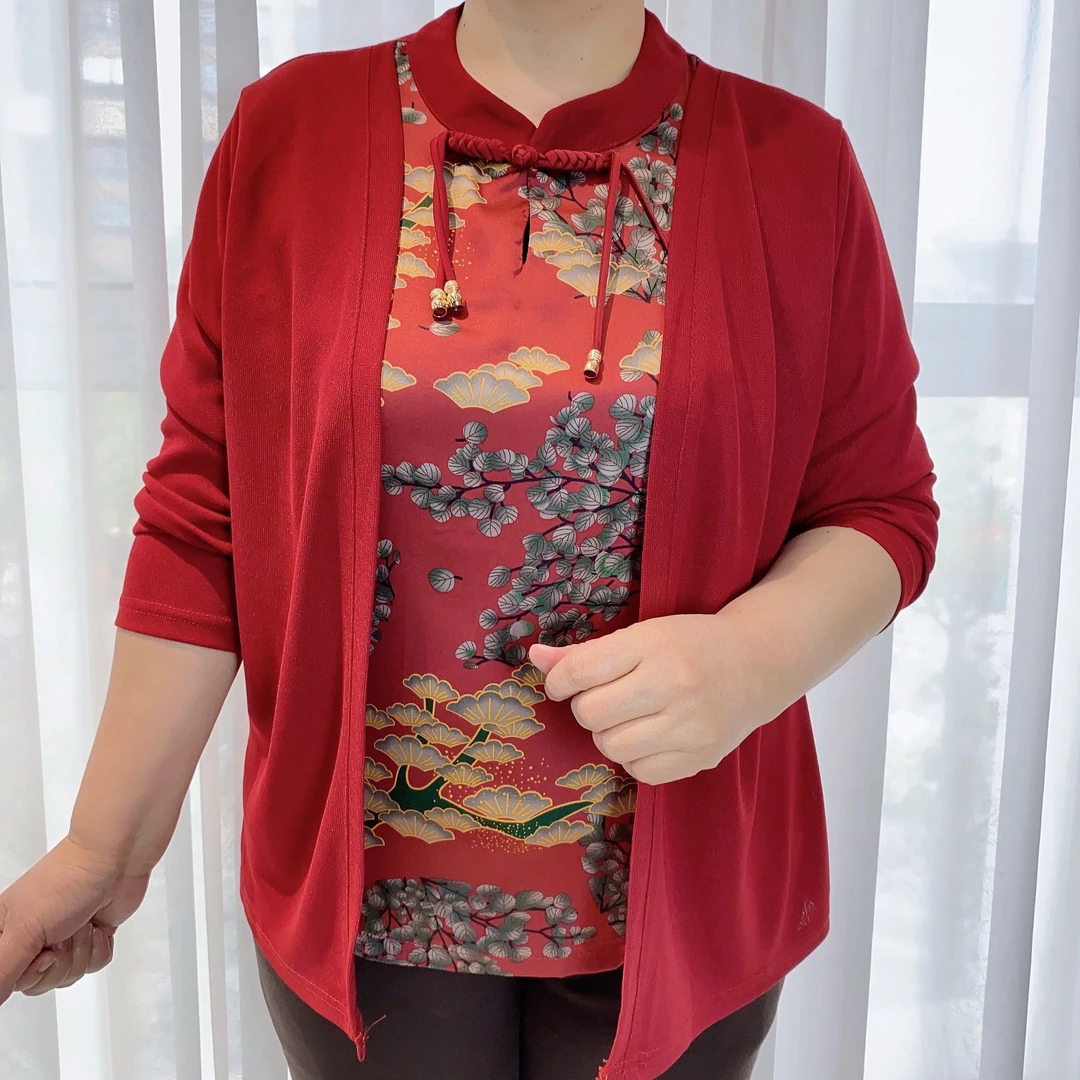 纯色常规时尚休闲风中老年女装复古百搭短款中式盘扣中国风9815