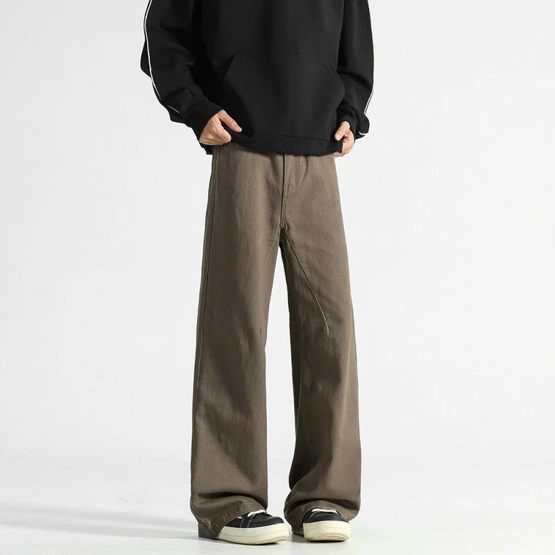 LIGGICC纯棉休闲裤男美式直筒宽松百搭阔腿穿搭长裤子潮流男生