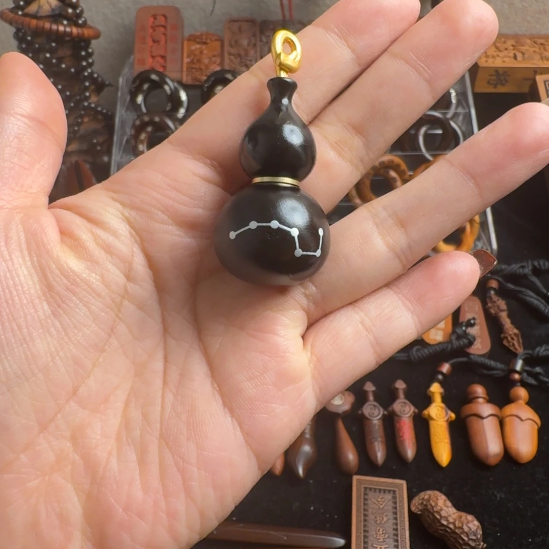 枣木玉化镶银七星开口葫芦