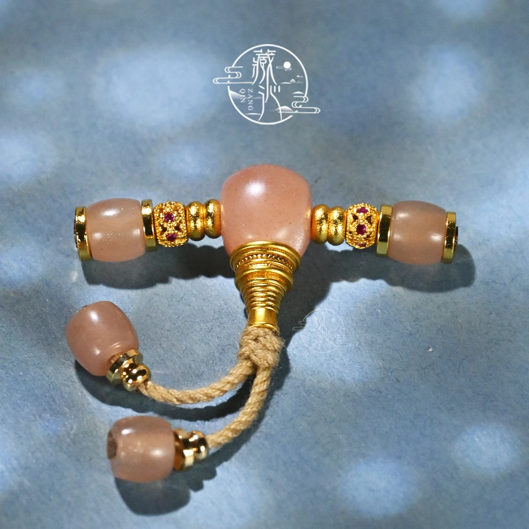 9MM橙月光三通万向能轴弟子珠套装文玩配饰108手串三通DIY配件