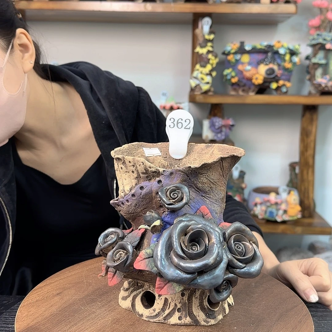 本默花器手捏花盆