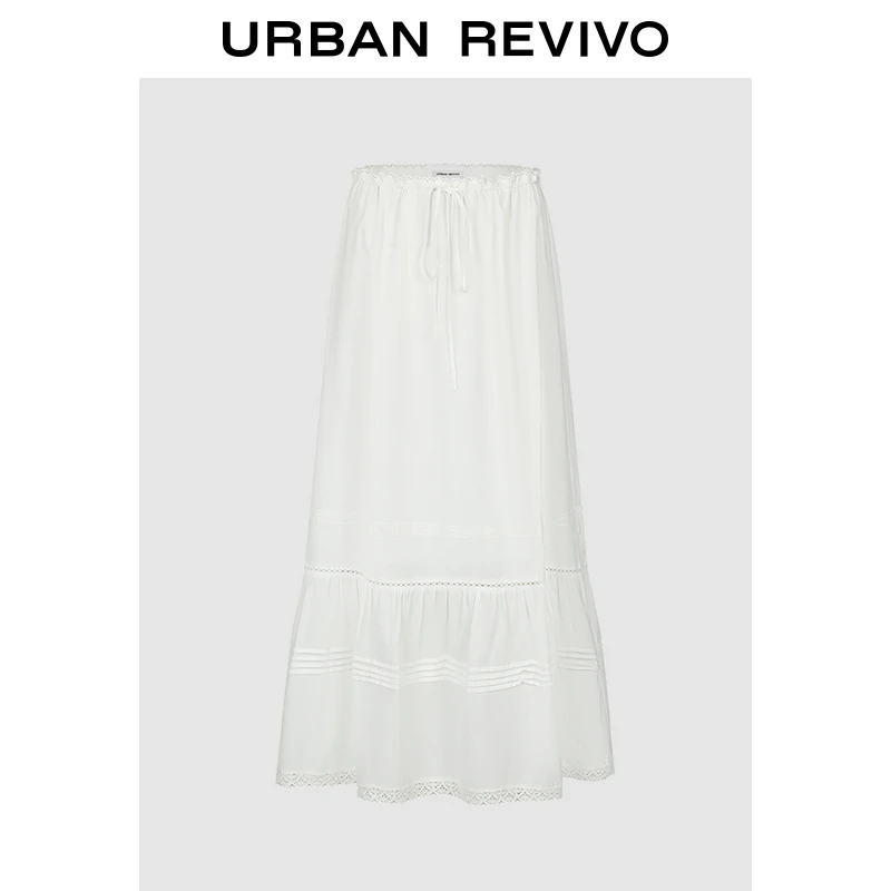 【一秒入夏】UR2025夏季新款女装波嬉风拼接蕾丝花边半裙UYL550031