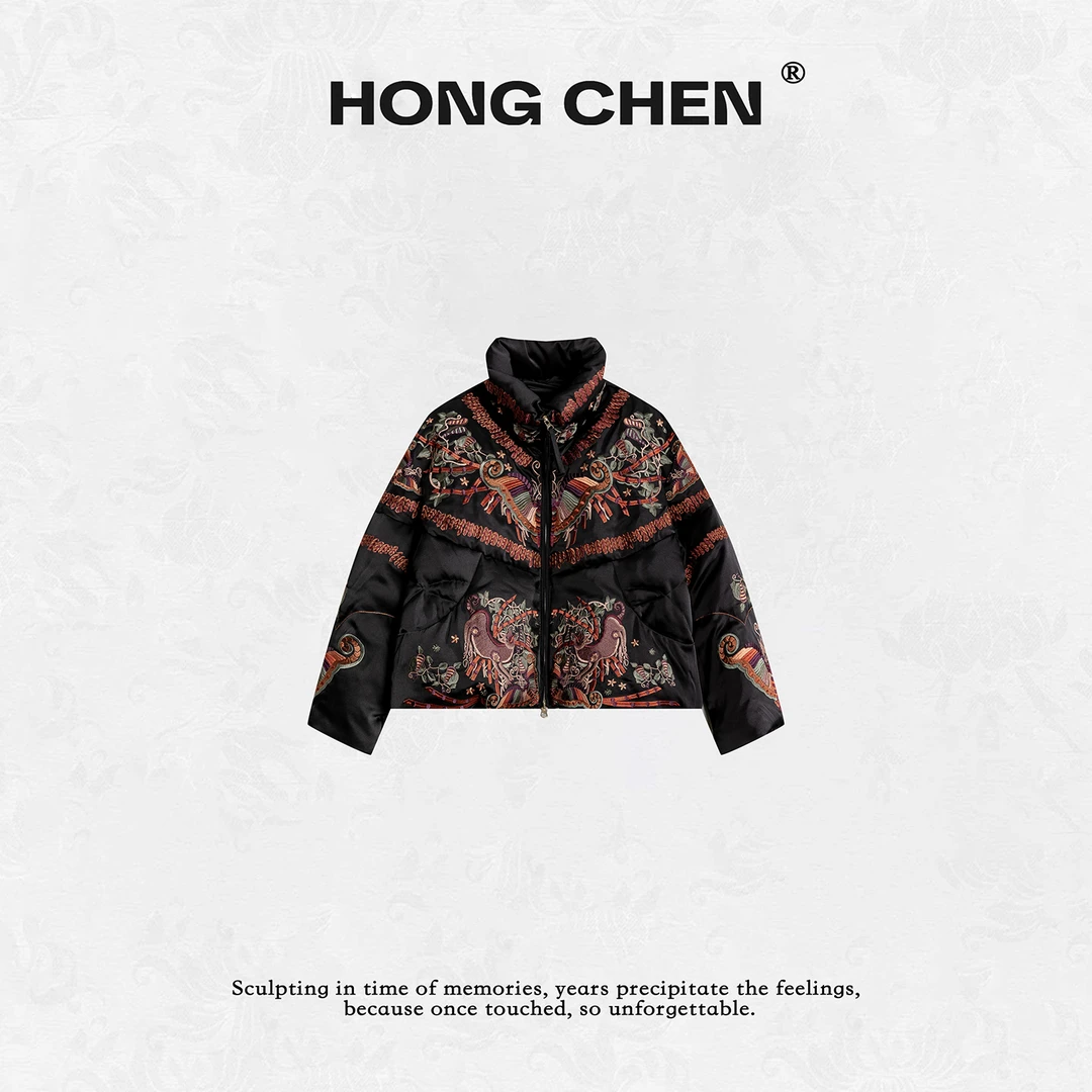 【虹辰·梦织华彩】高端时尚重工刺绣鹅绒服百搭高级感羽绒服-HC2162