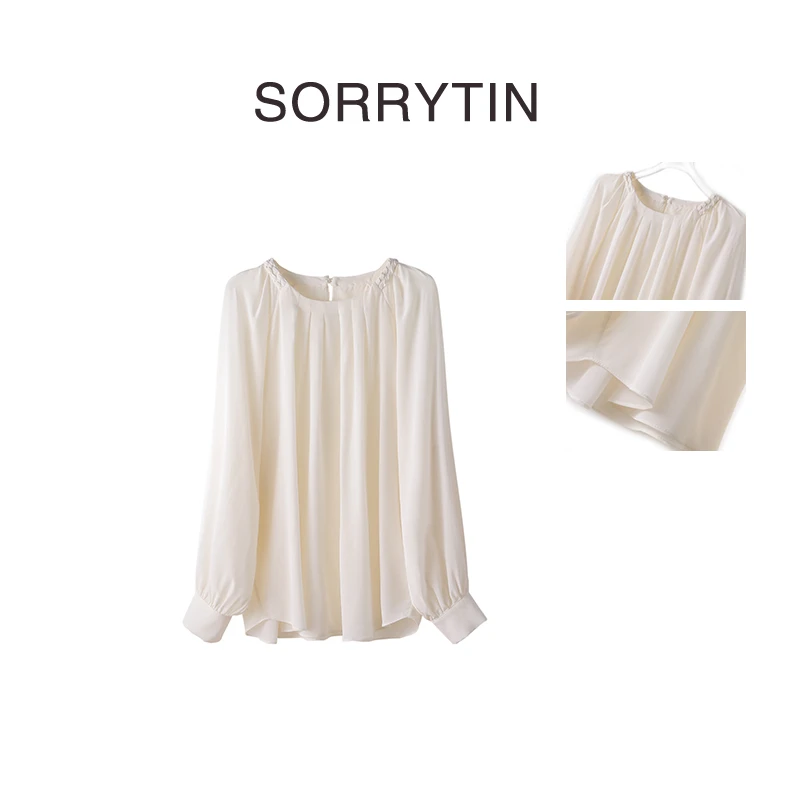 《精雕细琢》SORRYTIN 费尽心思 手工编织领口19姆米砂洗真丝衬衣