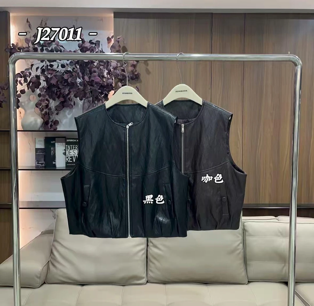 杨杨 集简-J27011【中古皮马甲】欧货超软皮质复古老钱百搭皮马甲