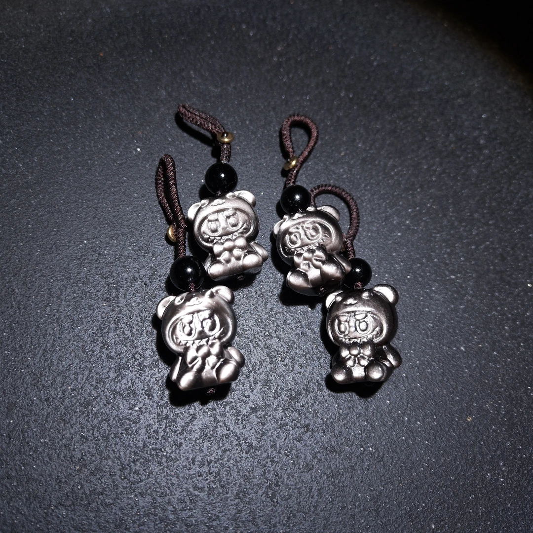 【黑胖珠宝】H0809 银曜石拉布布手机挂  多样性发其一