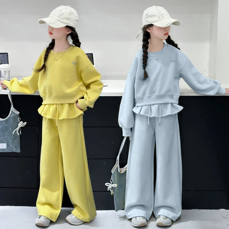 女童春秋款网红时髦儿童荷叶边裙裤两件套2025新款中大童5-12岁15