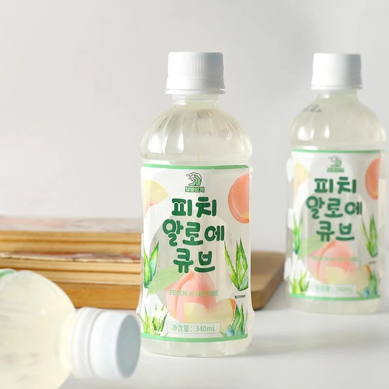 6瓶韩国啵啵元气蜜桃芦荟小方块桃子味饮料小瓶装340ml
