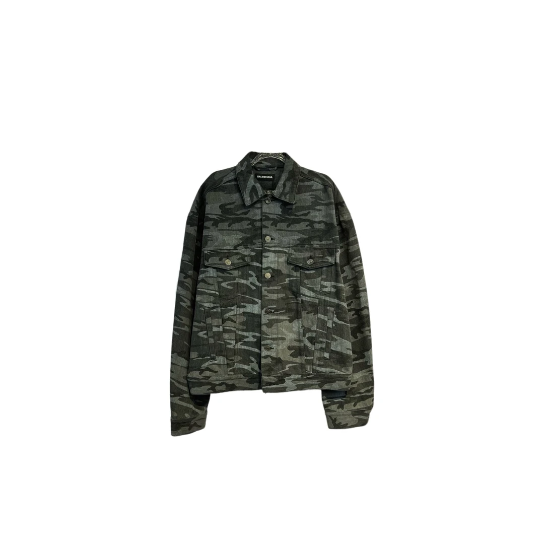99新 Balenciaga/巴黎世家 012986 迷彩印花牛仔夹克外套 46码