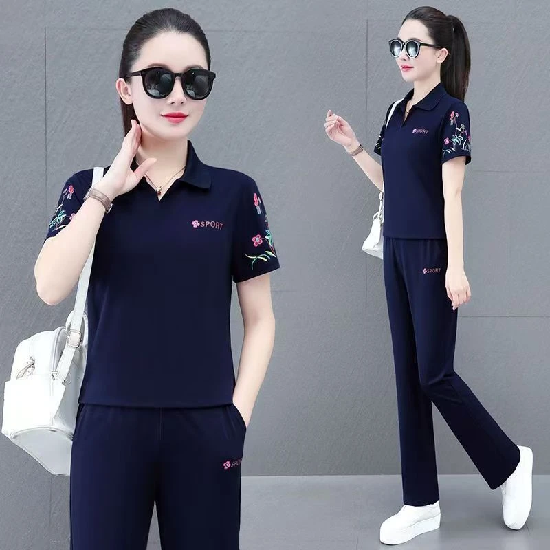 2025夏季新款女装韩版时尚显瘦宽松减龄休闲运动服套装洋气两件套