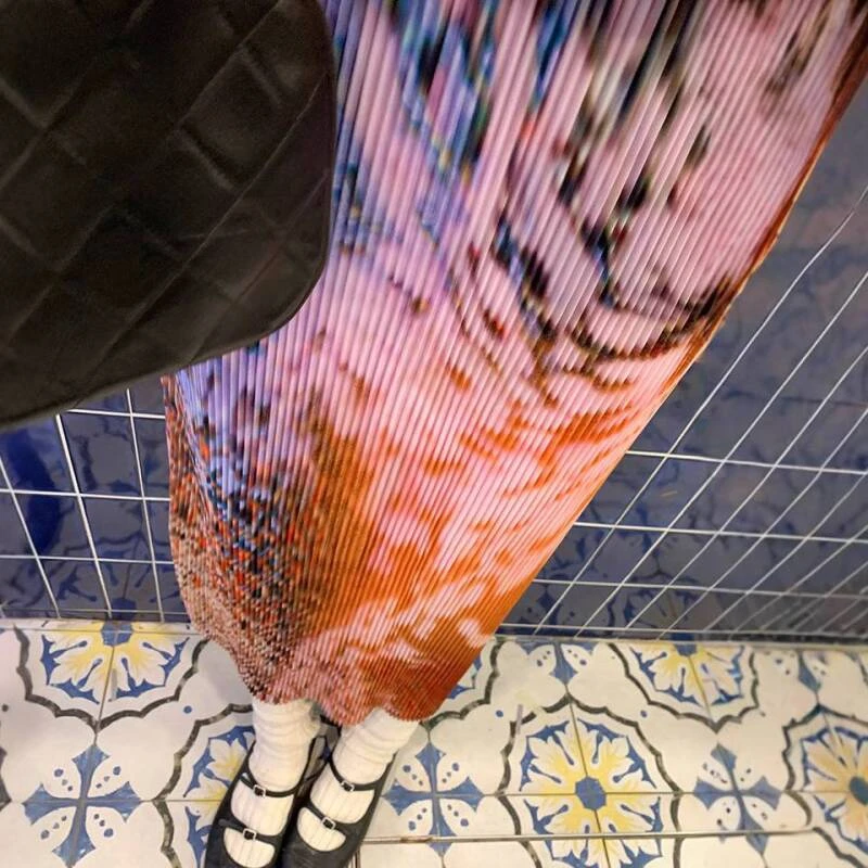 三宅褶皱半身裙时尚美花火艺术感半裙裙百搭休闲春夏款时尚半身裙