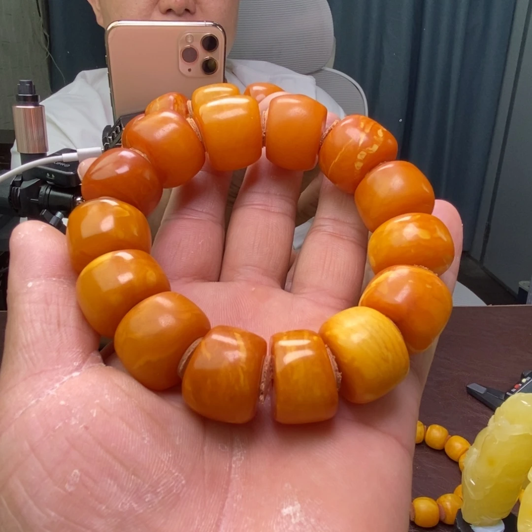 洋***洒蜜蜡未镶嵌手链蜜蜡手串