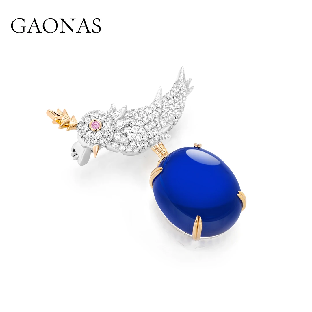 非金属合成锆石胸针 传奇皇冠鸟 臻奢蓝色蛋形胸针11391ZB