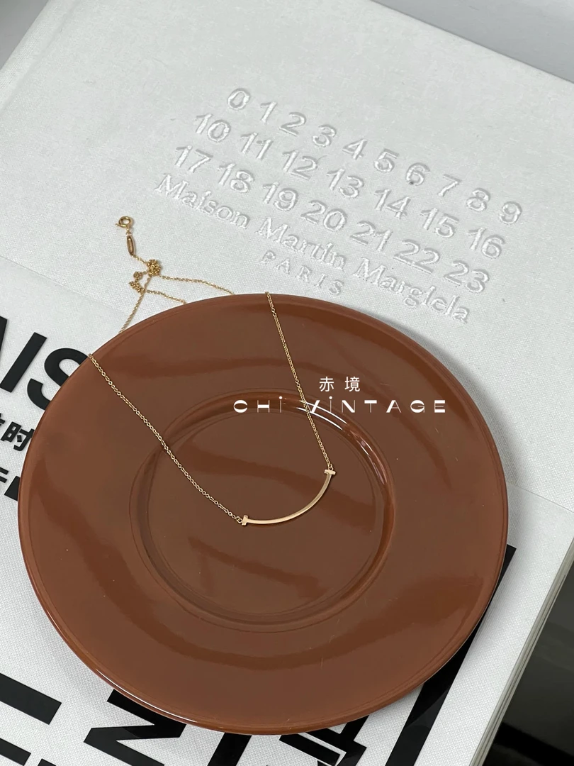 99新 Tiffany & Co./蒂芙尼 9902 Tiffany金色微笑项链时尚