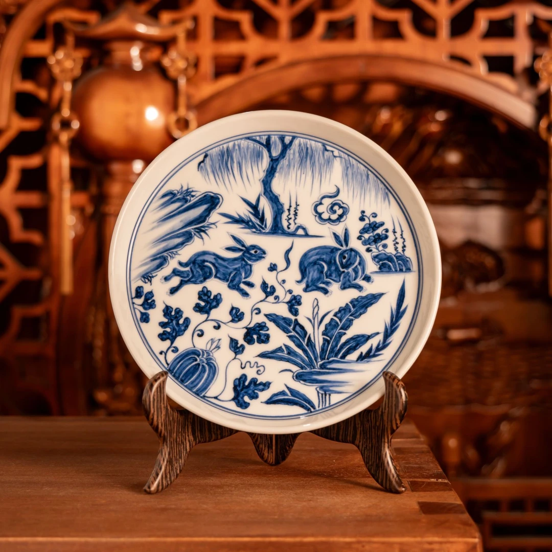 【刘建锋窑】元兔子壶承纯手工釉下青花瓷景德镇陶瓷茶器主人杯