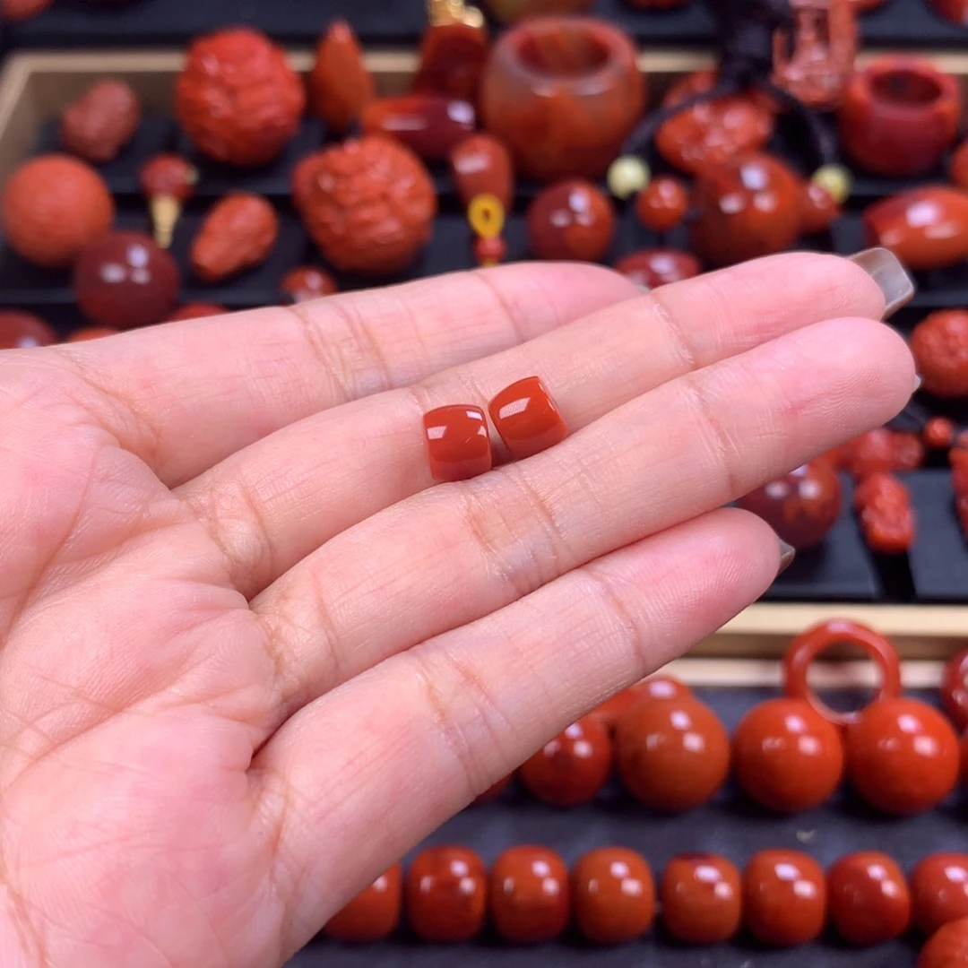 未镶嵌直切对珠7mm南红玛瑙避*轩