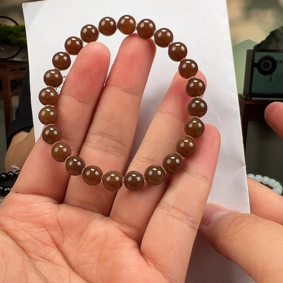 和田玉未镶嵌手链卡8mm糖