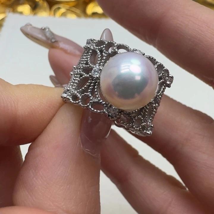 海水珍珠戒指银S925镶嵌