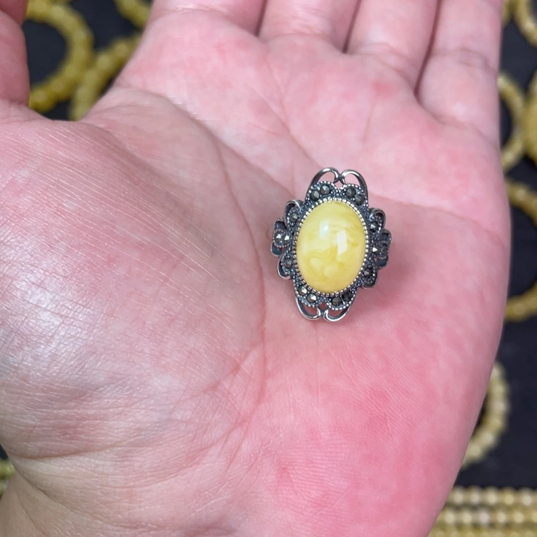 裸石蜜蜡未镶嵌蜜蜡戒指