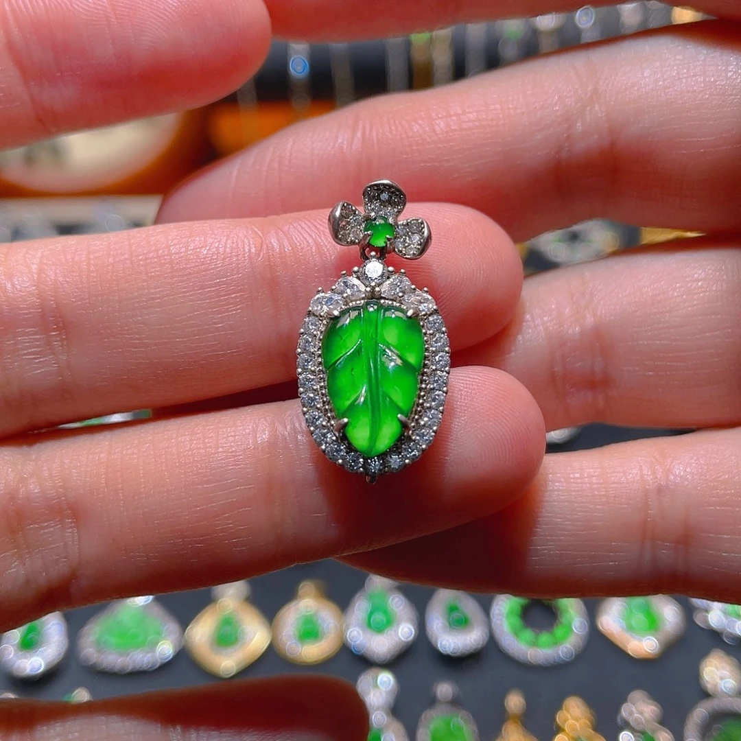 翡翠银S925镶嵌吊坠(不含链)