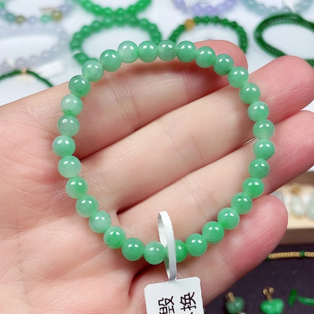 翡翠未镶嵌手链天然缅甸翡翠A货卡6