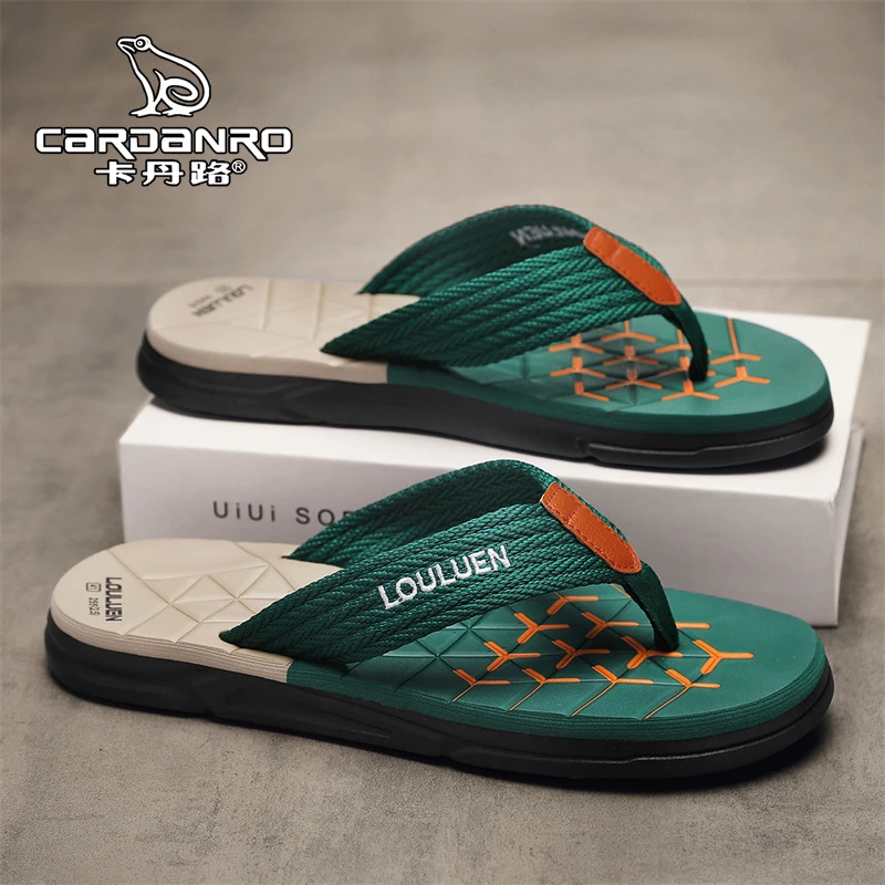 意大利卡丹路人字拖男夏季外穿防滑防臭软底男士越南沙滩夹脚拖鞋