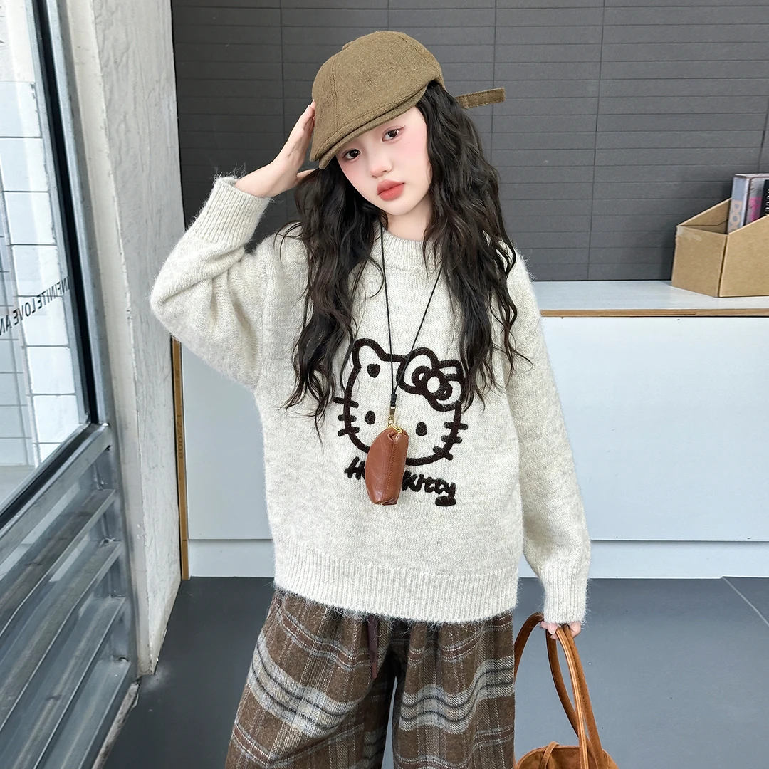 女童冬装加厚毛衣2025新款韩版洋气休闲毛线衣儿童秋冬针织打底衫