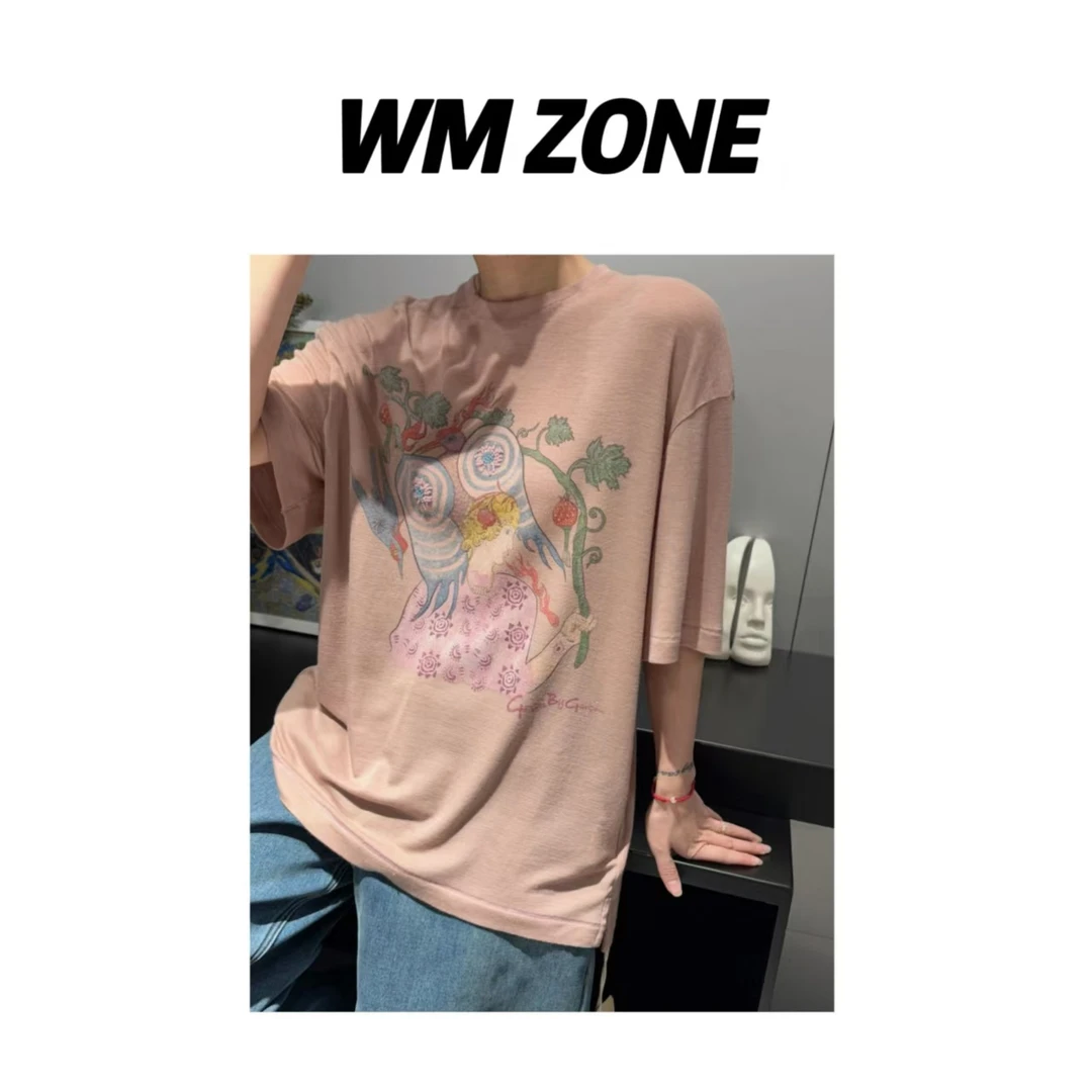 虎儿  4-5-3338 神鸟少年混珠绣艺术T恤