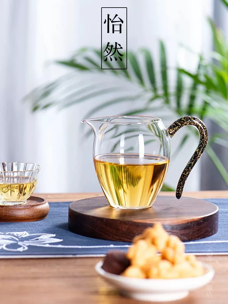 禾器炫彩怡然公道高硼硅耐热玻璃高档家用分茶器纯手工制作