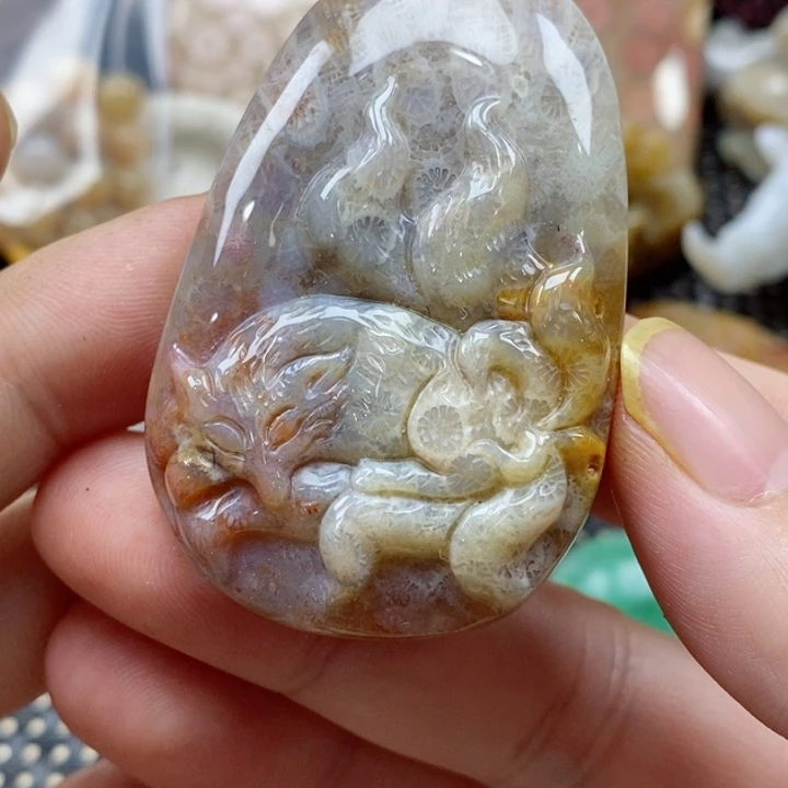 硅化珊瑚（珊瑚玉）颈饰未镶嵌