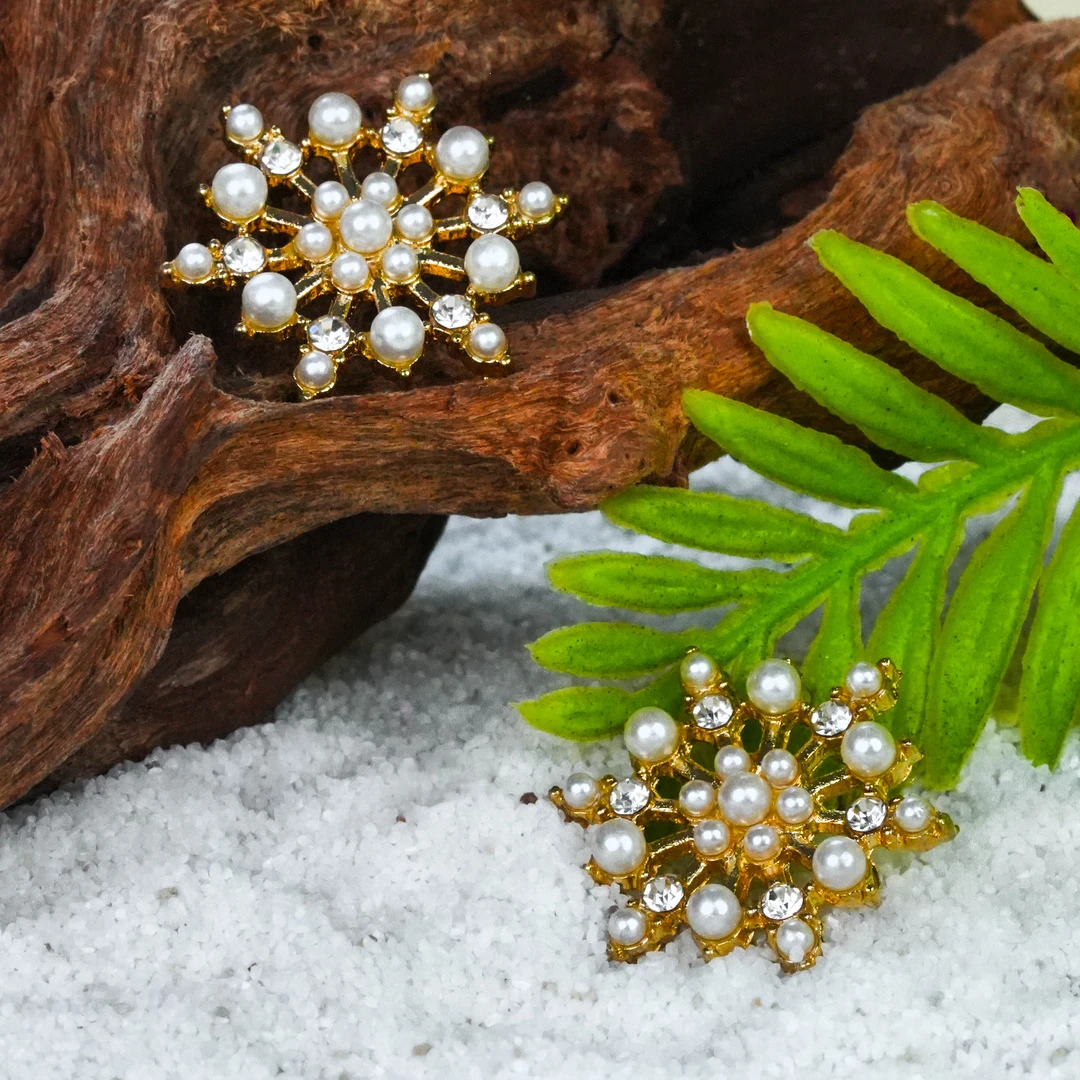 铜合金合成锆石耳饰 MYES-250 圆珠雪花耳钉S925银针