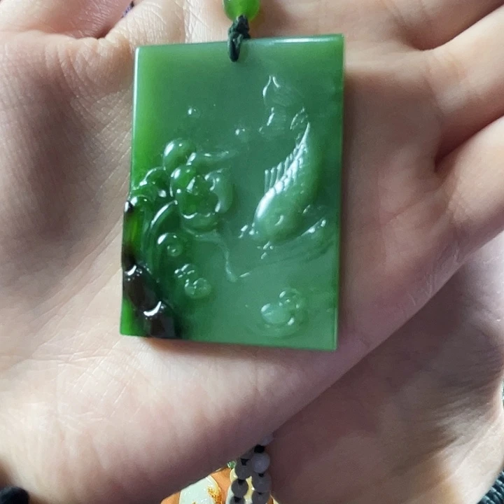 和田玉（碧玉）未镶嵌挂件和田玉俄罗斯七号矿碧玉挂件高档
