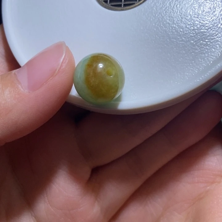 翡翠散珠卡13.6天然黄缅甸翡翠单珠