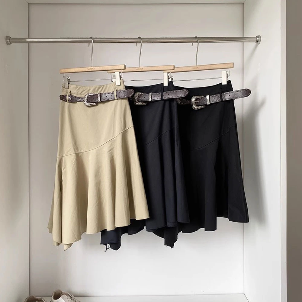 2025夏季新款美式复古辣妹不规则下摆鱼尾裙拼接设计感高腰半身裙