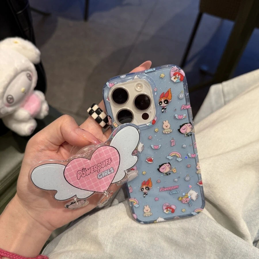 韩ins透蓝飞天小女警适用iphone16promax手机壳苹果15保护套1413