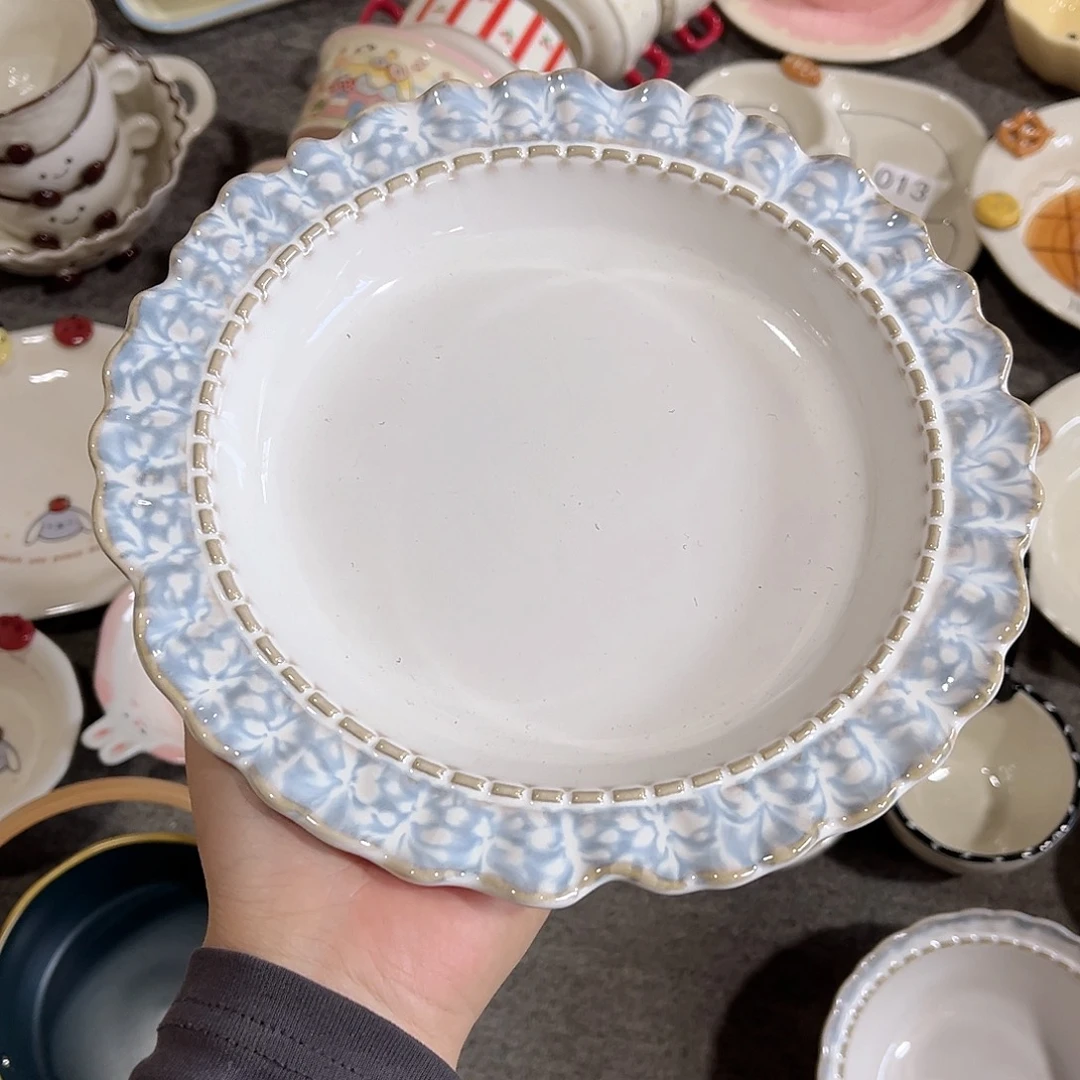 烟蓝色8寸陶瓷餐具系列