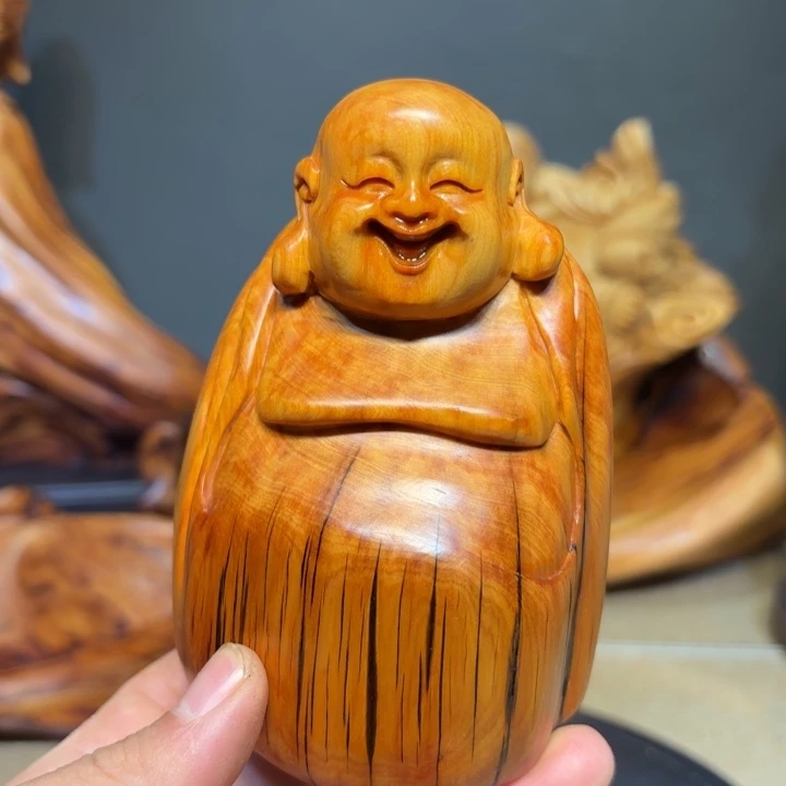 柏木（崖柏）弥勒佛手把件