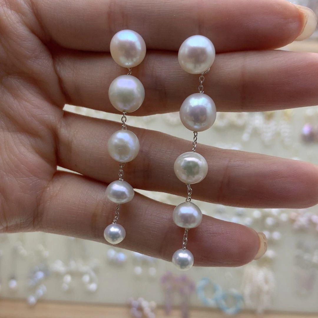 银S925镶嵌淡水珍珠耳饰