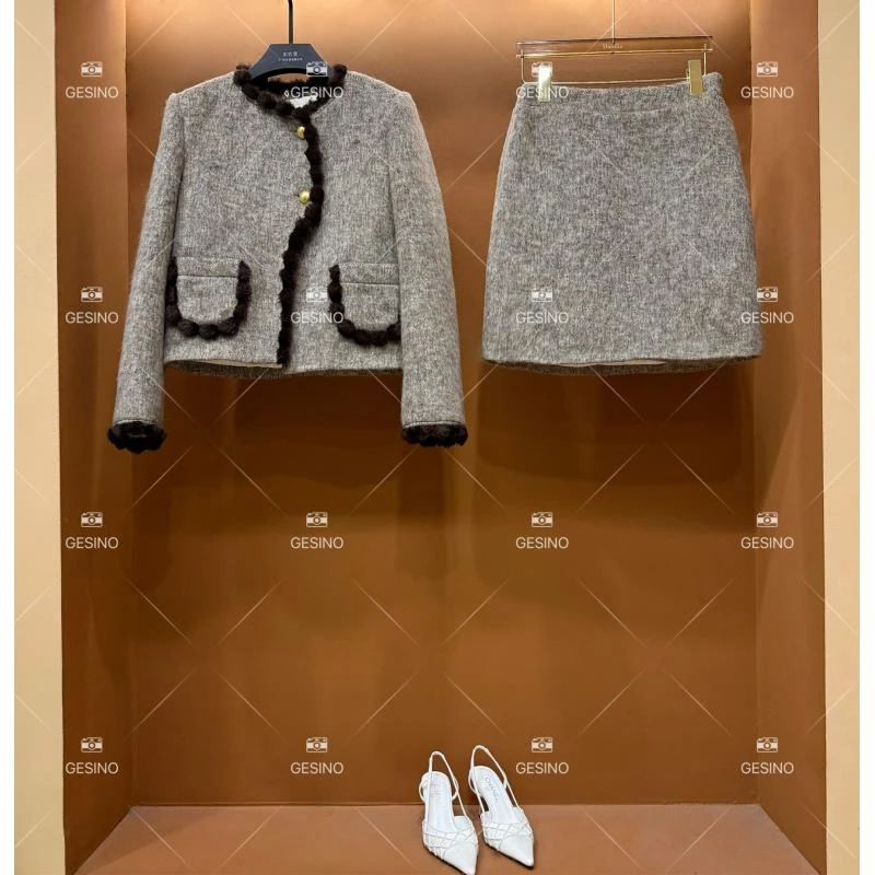 【关关】秋冬气质小香风时尚设计师休闲百搭套装 QD-2025078