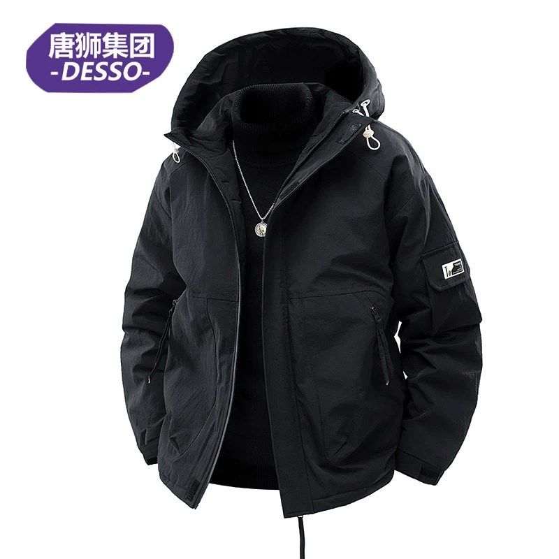 唐狮集团DESSO大码冬季男装户外运动保暖男士连帽防风抗寒棉服