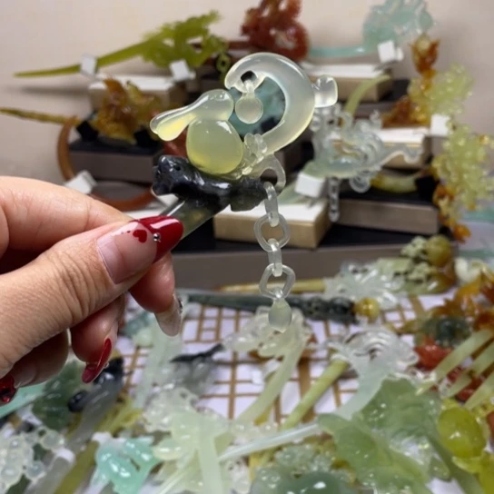 蛇纹石玉发饰未镶嵌筱*